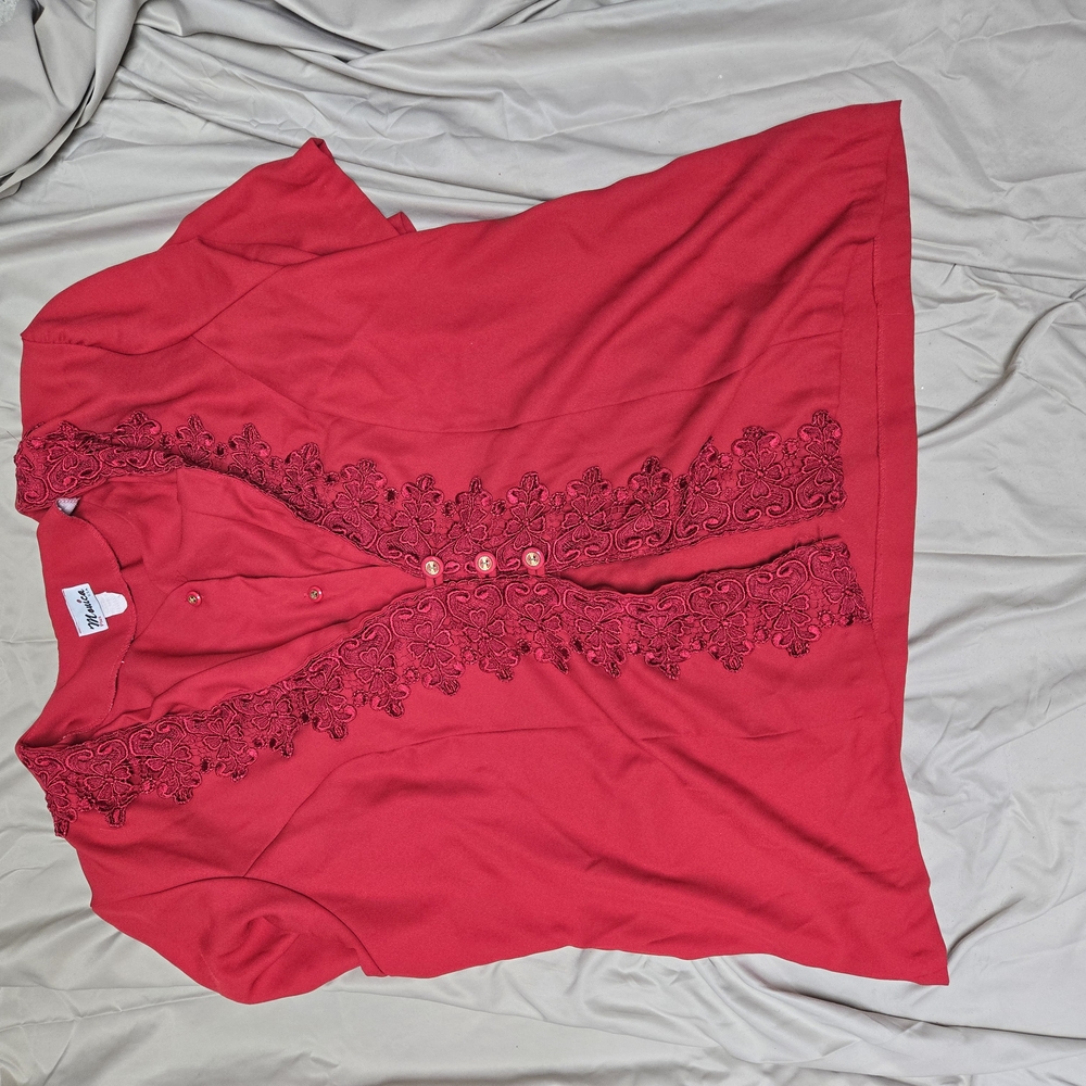 Elegant Red Embroidered Women's Top
